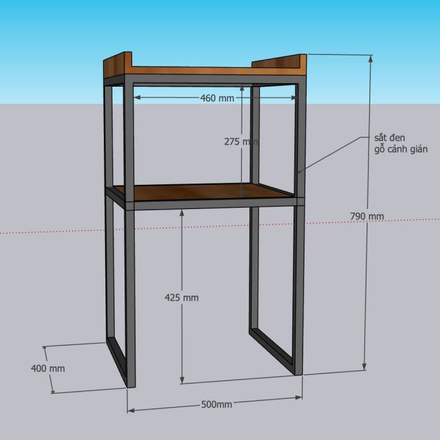 Kệ bếp 2 tầng 57x35x86cm gỗ cao su KVS68010