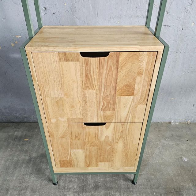 Tủ giày cửa lật kết hợp khung sắt treo đồ gỗ cao su KG68101