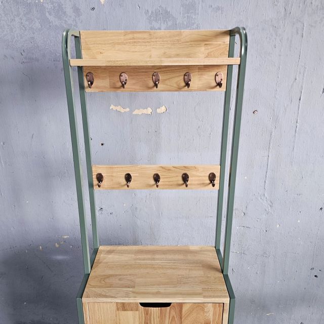 Tủ giày cửa lật kết hợp khung sắt treo đồ gỗ cao su KG68101