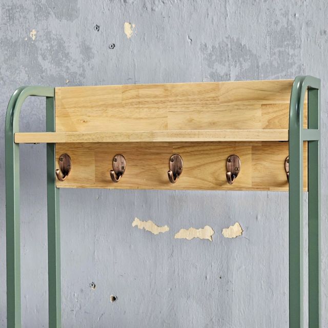 Tủ giày cửa lật kết hợp khung sắt treo đồ gỗ cao su KG68101