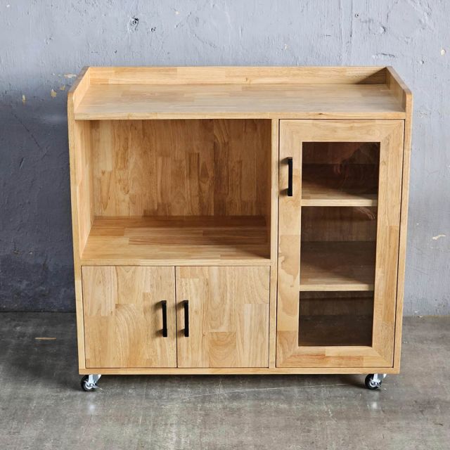 Tủ phòng ăn di động 90x40x80cm gỗ cao su TPA022