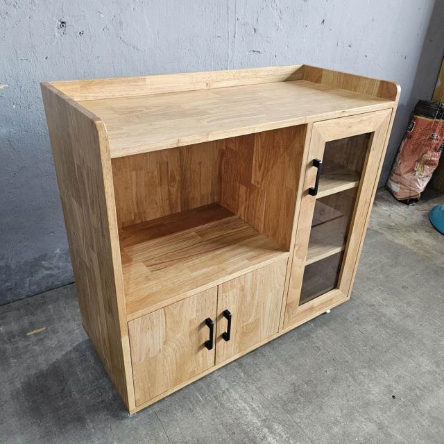 Tủ phòng ăn di động 90x40x80cm gỗ cao su TPA022