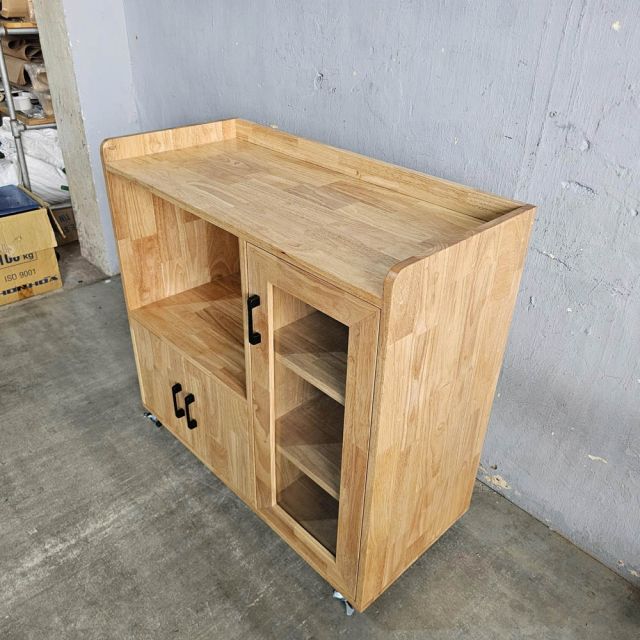 Tủ phòng ăn di động 90x40x80cm gỗ cao su TPA022