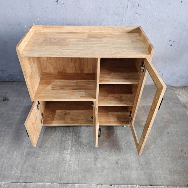 Tủ phòng ăn di động 90x40x80cm gỗ cao su TPA022