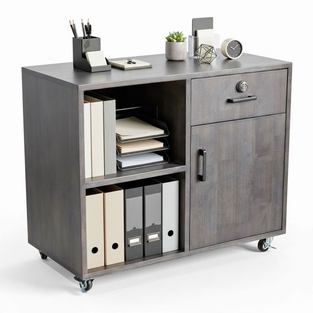 Tủ di động khóa số 80x40x65cm gỗ cao su TCN68082