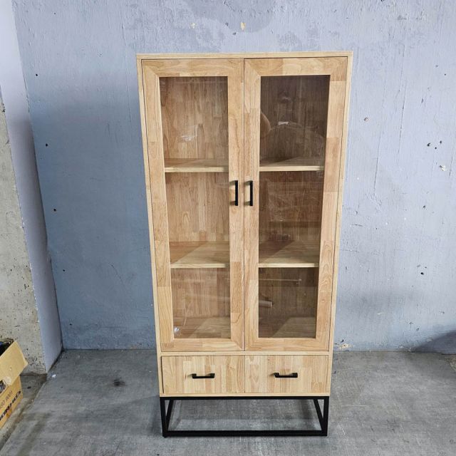 Tủ cửa kính 80x35x175cm gỗ cao su KB68080