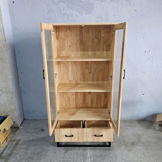 Tủ cửa kính 80x35x175cm gỗ cao su KB68080