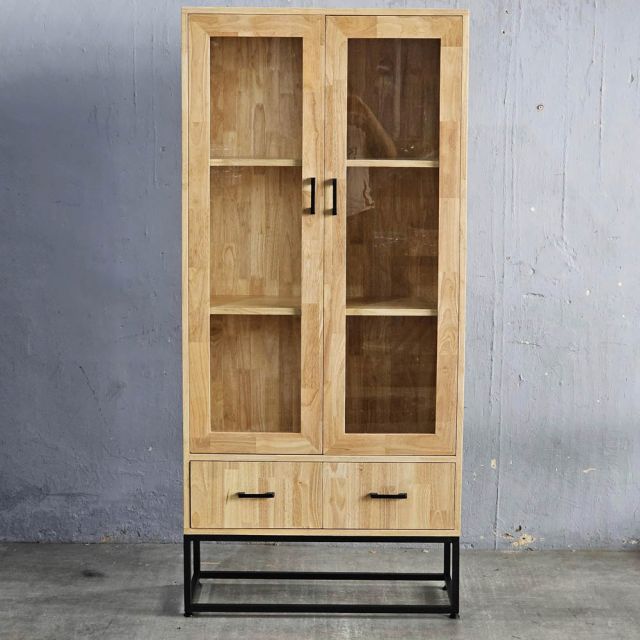 Tủ cửa kính 80x35x175cm gỗ cao su KB68080