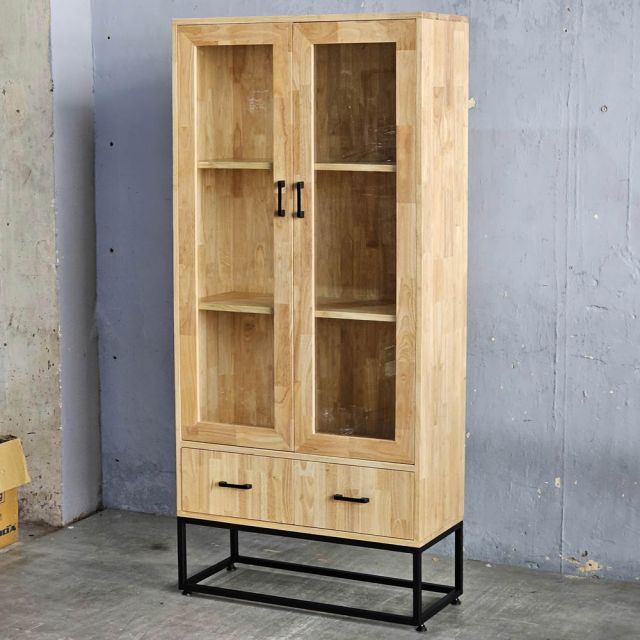 Tủ cửa kính 80x35x175cm gỗ cao su KB68080