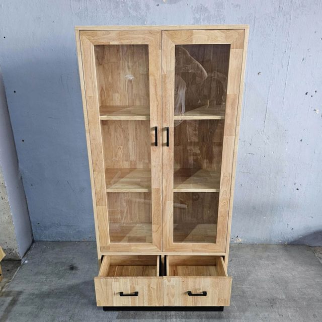 Tủ cửa kính 80x35x175cm gỗ cao su KB68080