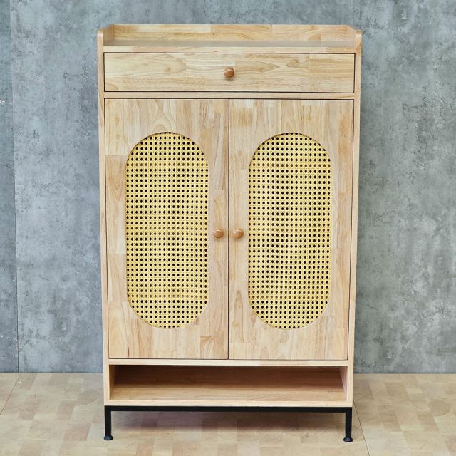 Tủ giày lưới mắt cáo 80x35x130cm gỗ cao su KG68102