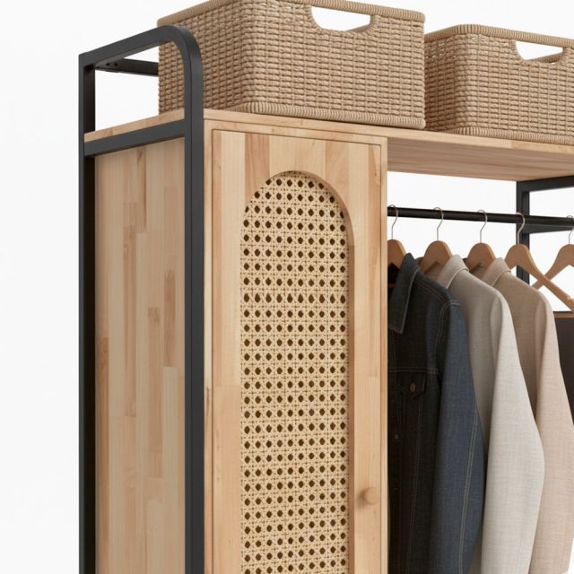 Tủ quần áo 120x45x200cm gỗ cao su TQA68078