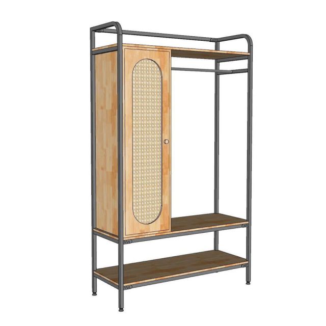 Tủ quần áo 120x45x200cm gỗ cao su TQA68078