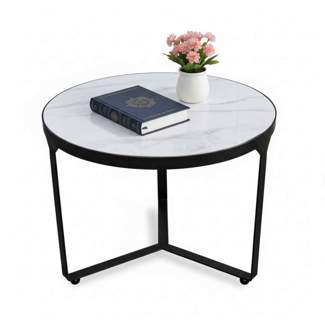 Bàn sofa tròn đk 60cm mặt ceramic TT68357