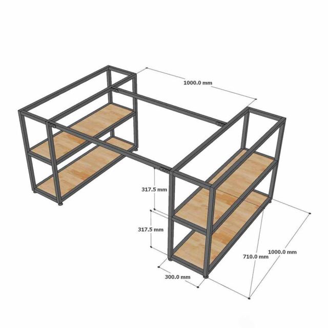 Bàn làm việc kết hợp 2 kệ sách 160x100cm gỗ cao su BD68167