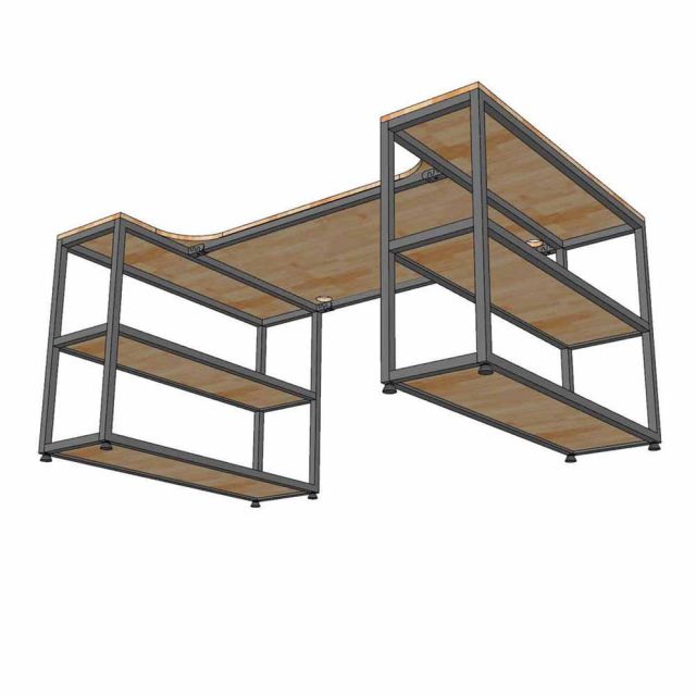 Bàn làm việc kết hợp 2 kệ sách 160x100cm gỗ cao su BD68167