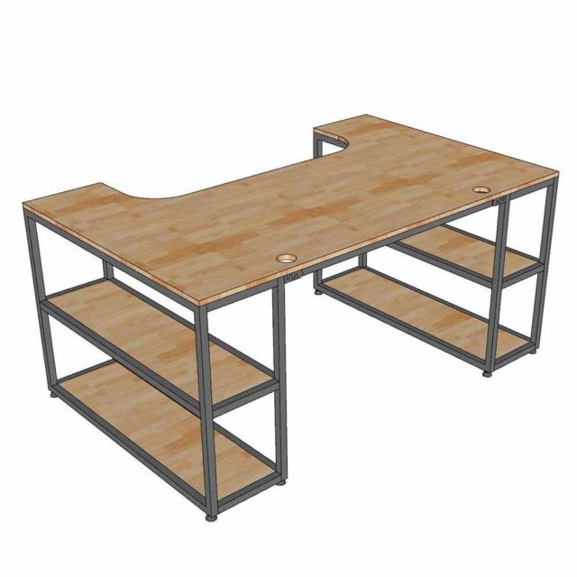 Bàn làm việc kết hợp 2 kệ sách 160x100cm gỗ cao su BD68167