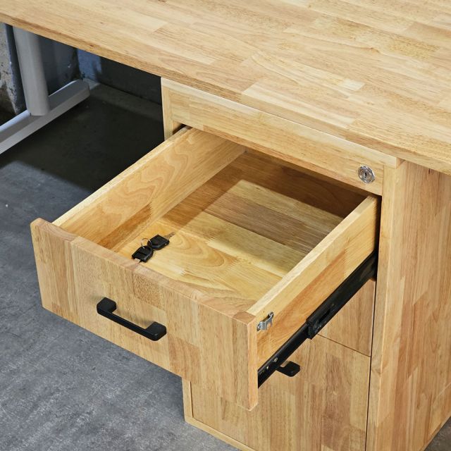 Bàn cụm 2 người có ngăn giấu tiền 240x80cm gỗ cao su HBTO048