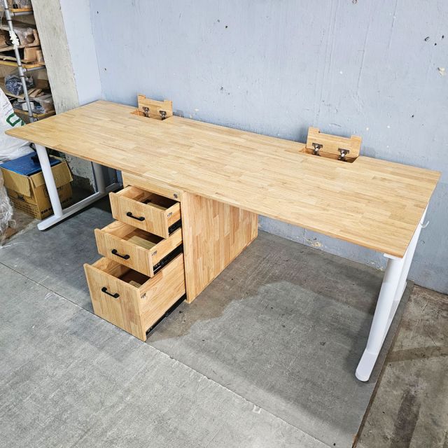 Bàn cụm 2 người có ngăn giấu tiền 240x80cm gỗ cao su HBTO048