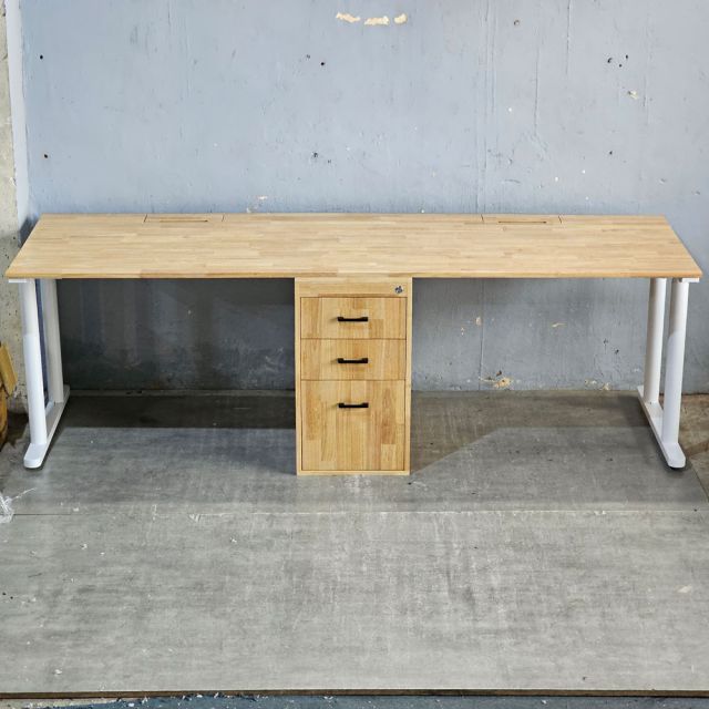 Bàn cụm 2 người có ngăn giấu tiền 240x80cm gỗ cao su HBTO048