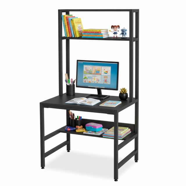 Bàn học trẻ em liền kệ 80x60x153cm gỗ cao su FD68084