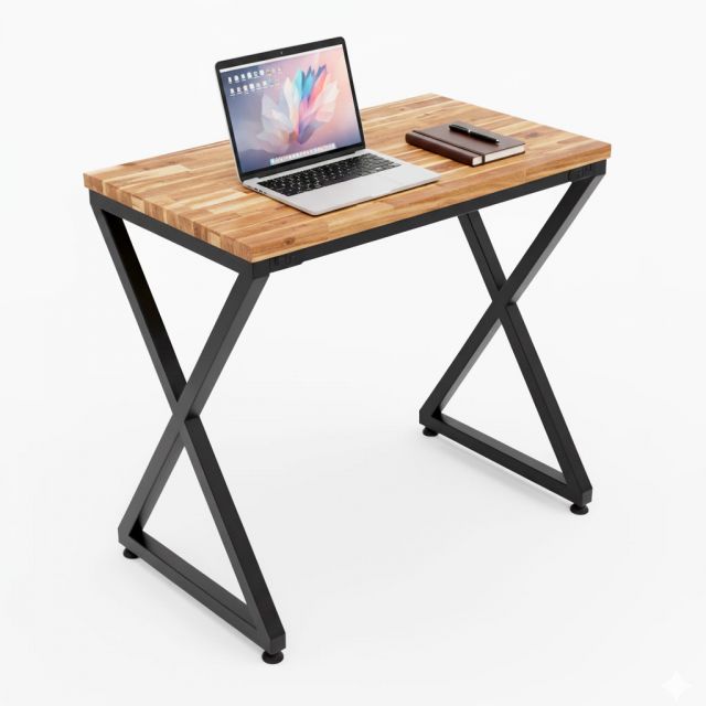 Bàn làm việc mini 80x50cm gỗ tràm chân chữ X HBMN046
