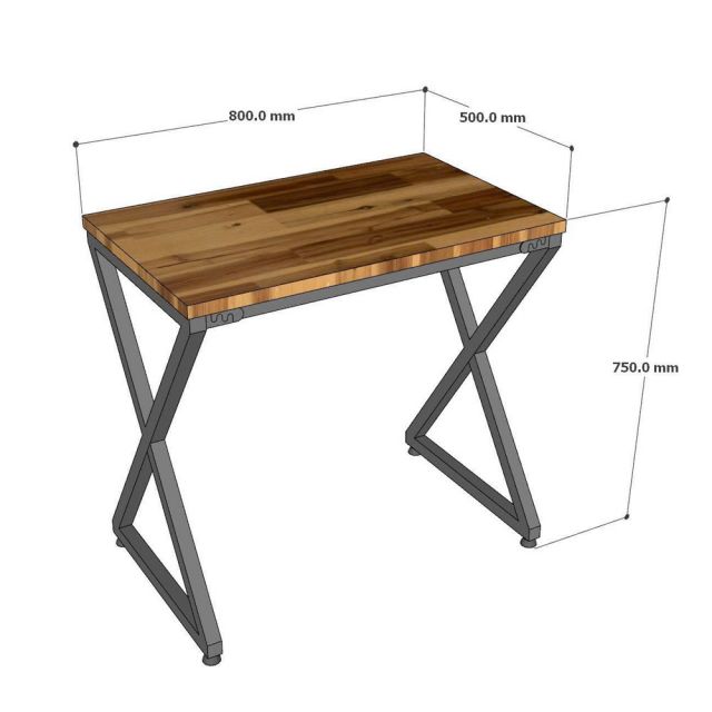 Bàn làm việc mini 80x50cm gỗ tràm chân chữ X HBMN046