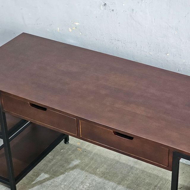 Bàn máy tính liền chân kệ 160x60cm gỗ cao su BD68120