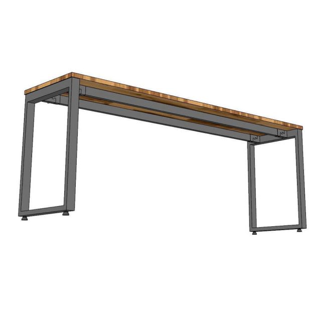 Bàn cụm 2 người 200x50cm gỗ cao su hệ Rectang HBRT124