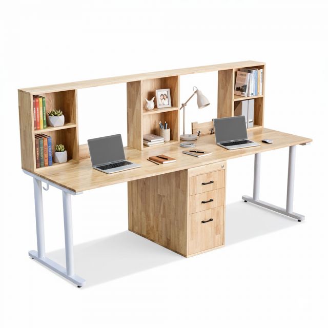 Bàn cụm 2 người có ngăn giấu tiền 240x80cm gỗ cao su HBTO049