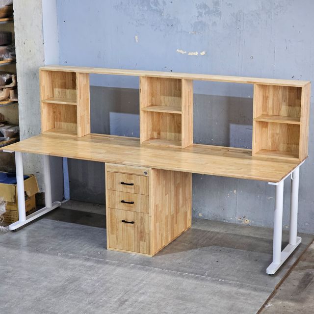 Bàn cụm 2 người có ngăn giấu tiền 240x80cm gỗ cao su HBTO049