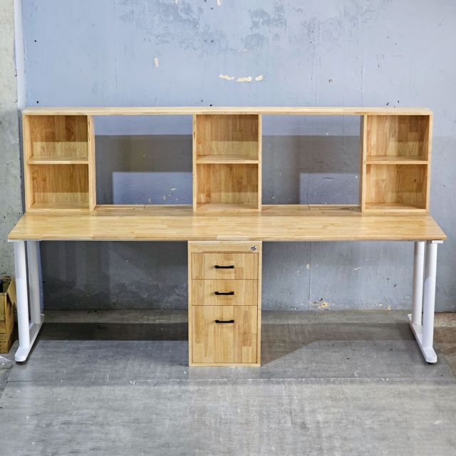 Bàn cụm 2 người có ngăn giấu tiền 240x80cm gỗ cao su HBTO049