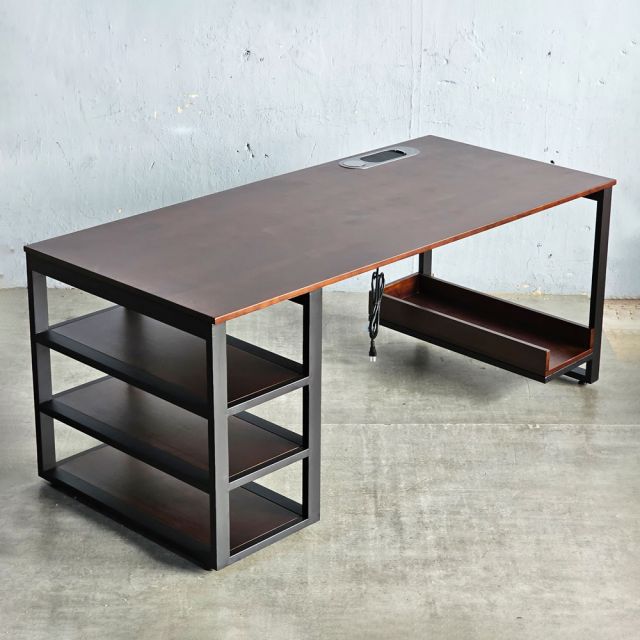 Bàn máy tính có hộp điện thông minh 180x80cm gỗ cao su ZD028