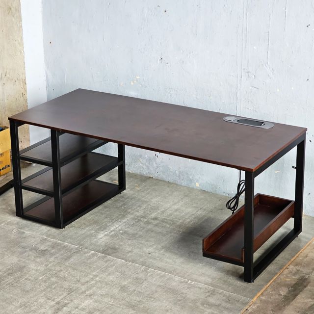 Bàn máy tính có hộp điện thông minh 180x80cm gỗ cao su ZD028