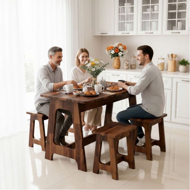 Combo bộ bàn ghế ăn gỗ tràm BBA225