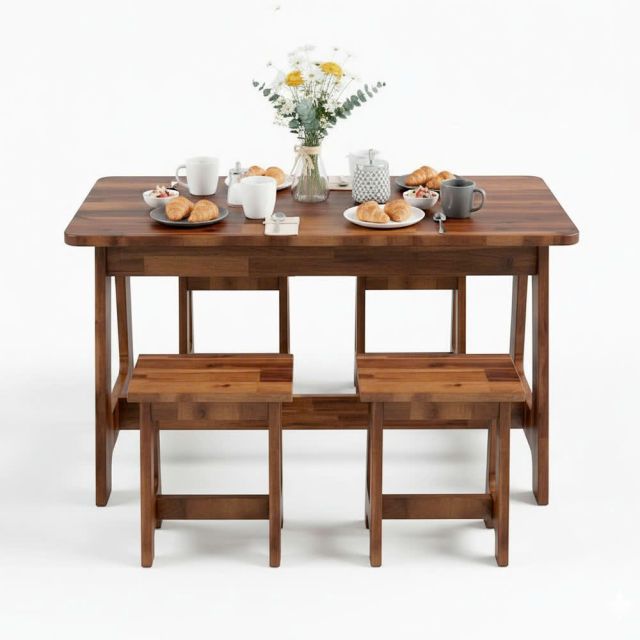 Combo bộ bàn ghế ăn gỗ tràm BBA225