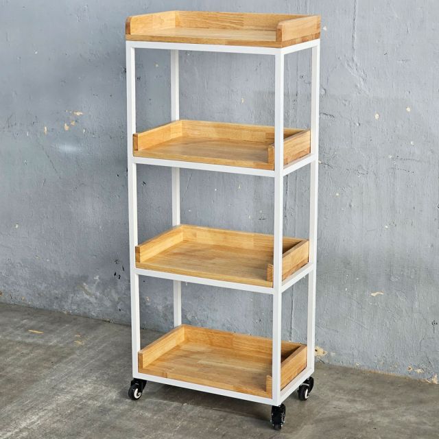 Kệ nhà bếp di động 50x30x120cm gỗ cao su KB68077