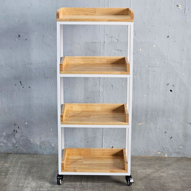 Kệ nhà bếp di động 50x30x120cm gỗ cao su KB68077