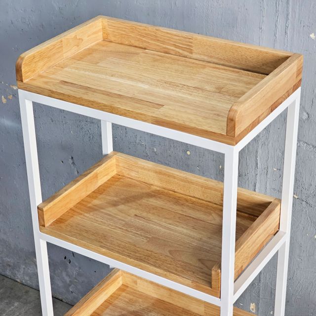 Kệ nhà bếp di động 50x30x120cm gỗ cao su KB68077