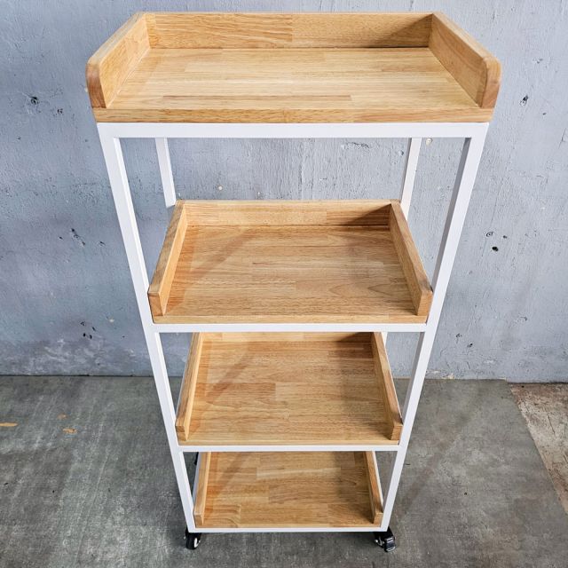 Kệ nhà bếp di động 50x30x120cm gỗ cao su KB68077