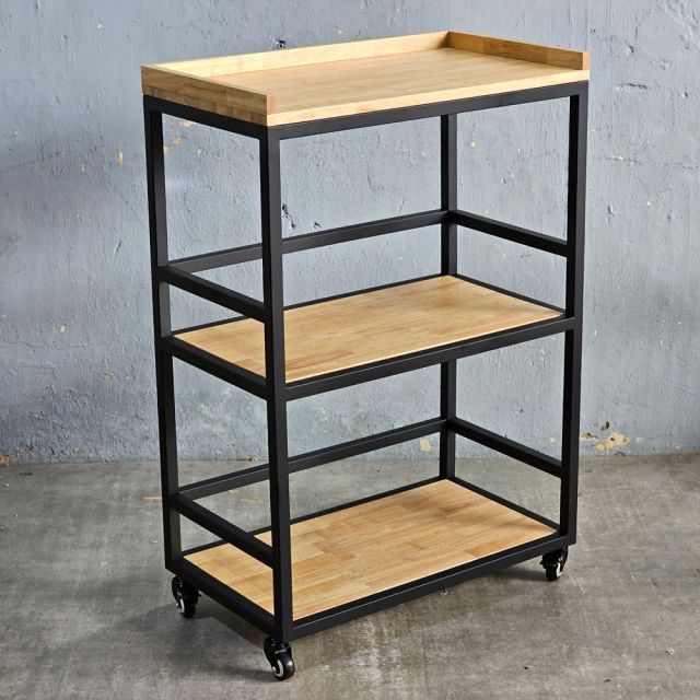 Kệ bếp di động 3 tầng 64x40x89cm gỗ cao su KB68082