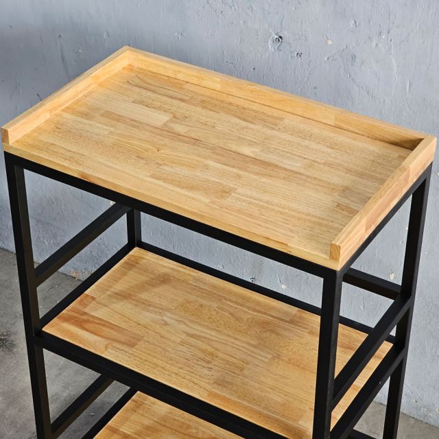 Kệ bếp di động 3 tầng 64x40x89cm gỗ cao su KB68082