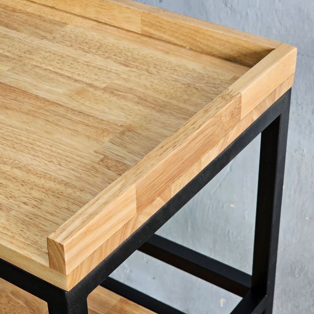 Kệ bếp di động 3 tầng 64x40x89cm gỗ cao su KB68082