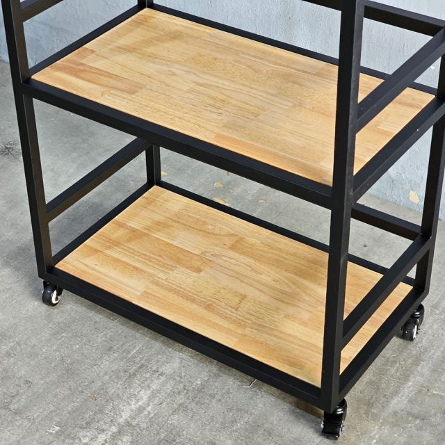 Kệ bếp di động 3 tầng 64x40x89cm gỗ cao su KB68082