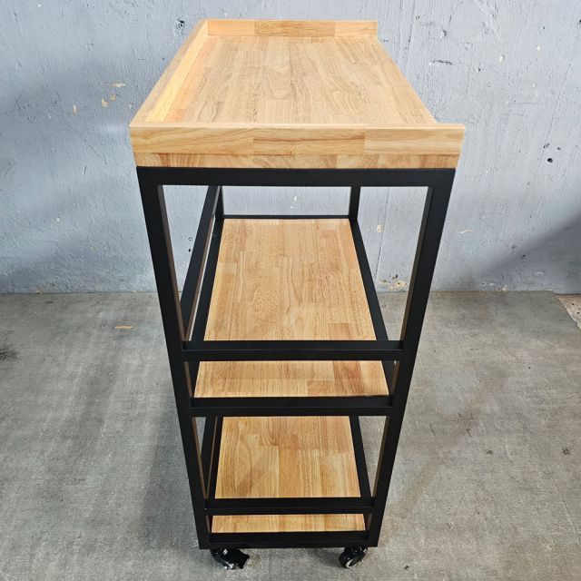 Kệ bếp di động 3 tầng 64x40x89cm gỗ cao su KB68082