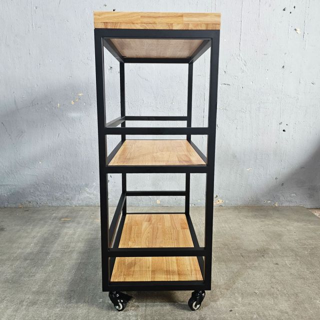 Kệ bếp di động 3 tầng 64x40x89cm gỗ cao su KB68082