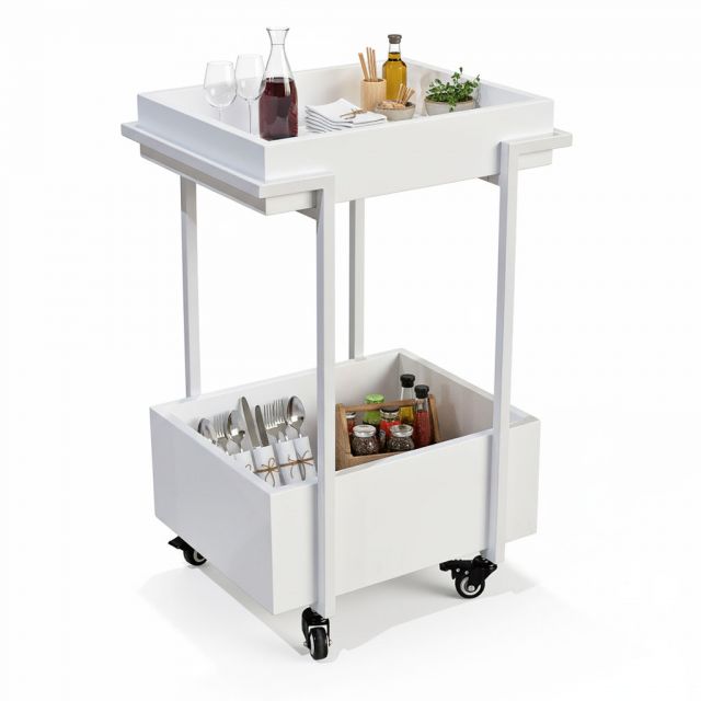 Kệ bếp di động 2 tầng 54x44x84cm gỗ cao su KB68081