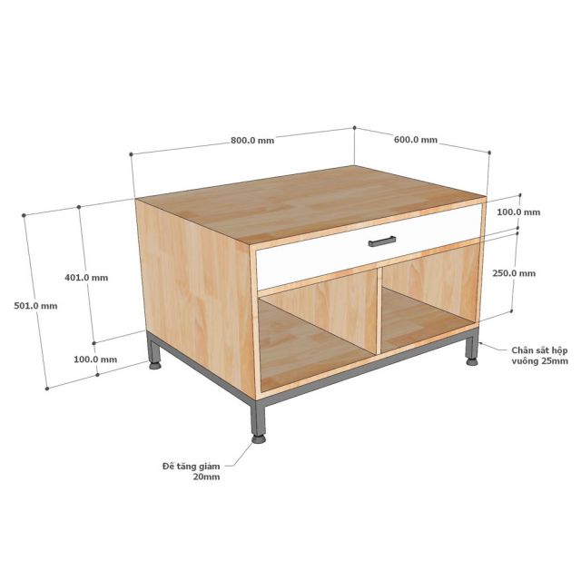 Kệ để máy rửa chén 80x60x50cm gỗ cao su KMRC001