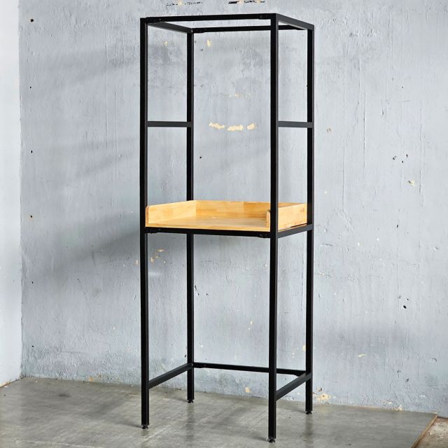 Kệ cho máy giặt và máy sấy gỗ cao su khung sắt 77x62x190cm KMG68010