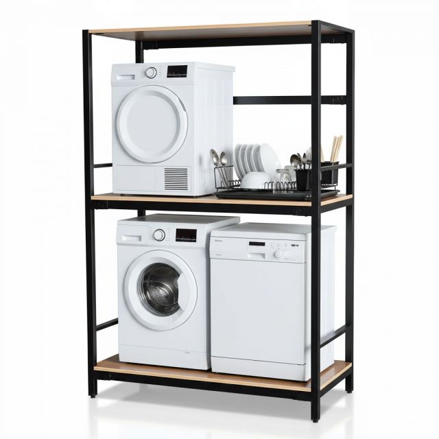 Kệ máy giặt máy sấy đa năng 130x70x202cm gỗ plywood KMG68029